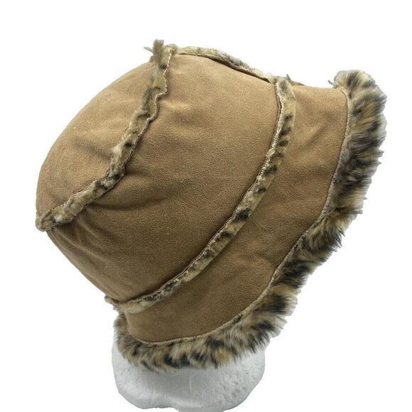 VTG Fair Weather Fairweather Animal Print Faux Fur Hat Size M 57 CM Mob Wife - Picture 2 of 14